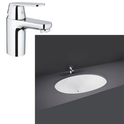 K21100604 Набор Rosa Встраиваемая раковина 57см (OC04AWHA),  Eurosmart Cosmopolitan Смеситель для ра