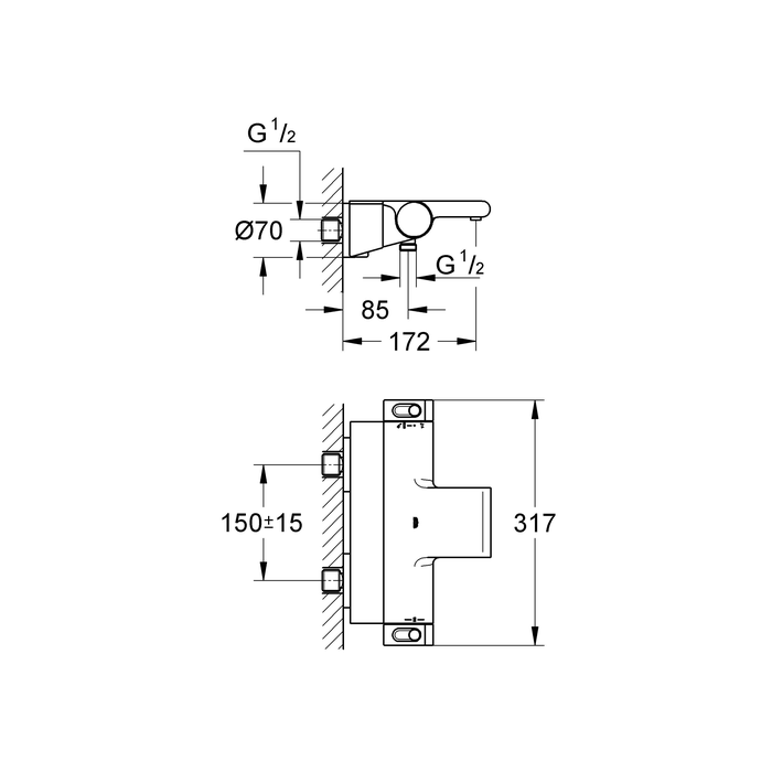 Термостат для ванны, хром Grohe Grohtherm 2000 34464001