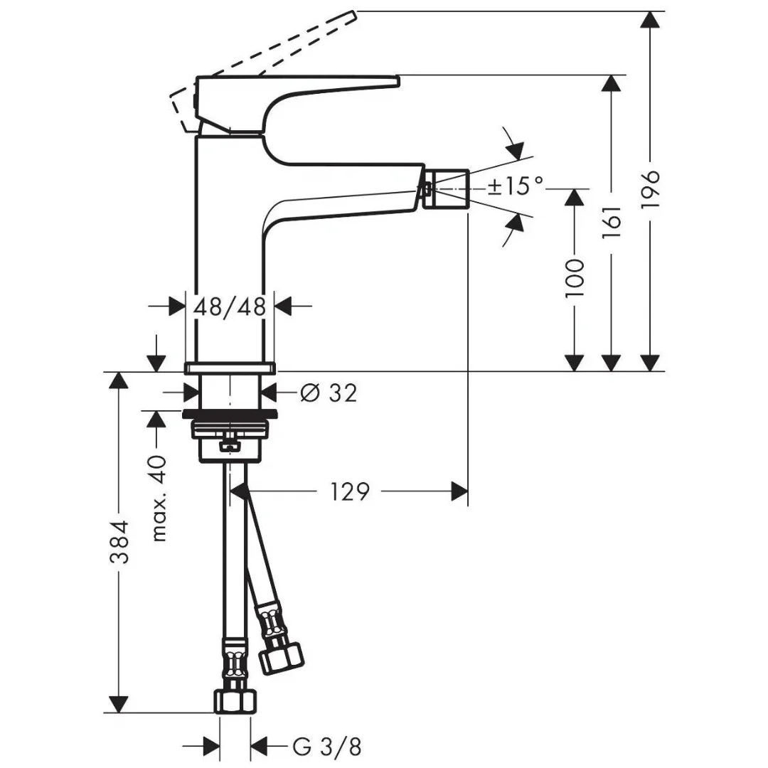 Смеситель для биде с донным клапаном, золото Hansgrohe Metropol 32520990