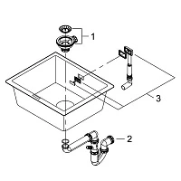 Мойка K700U, композитная, 533x457, черный гранит Grohe 31654AP0