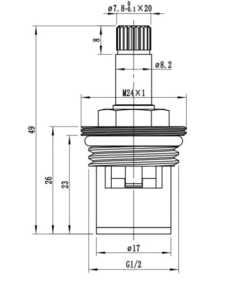 Кран-букса керамическая для холодной воды ESKO ECERZ20C