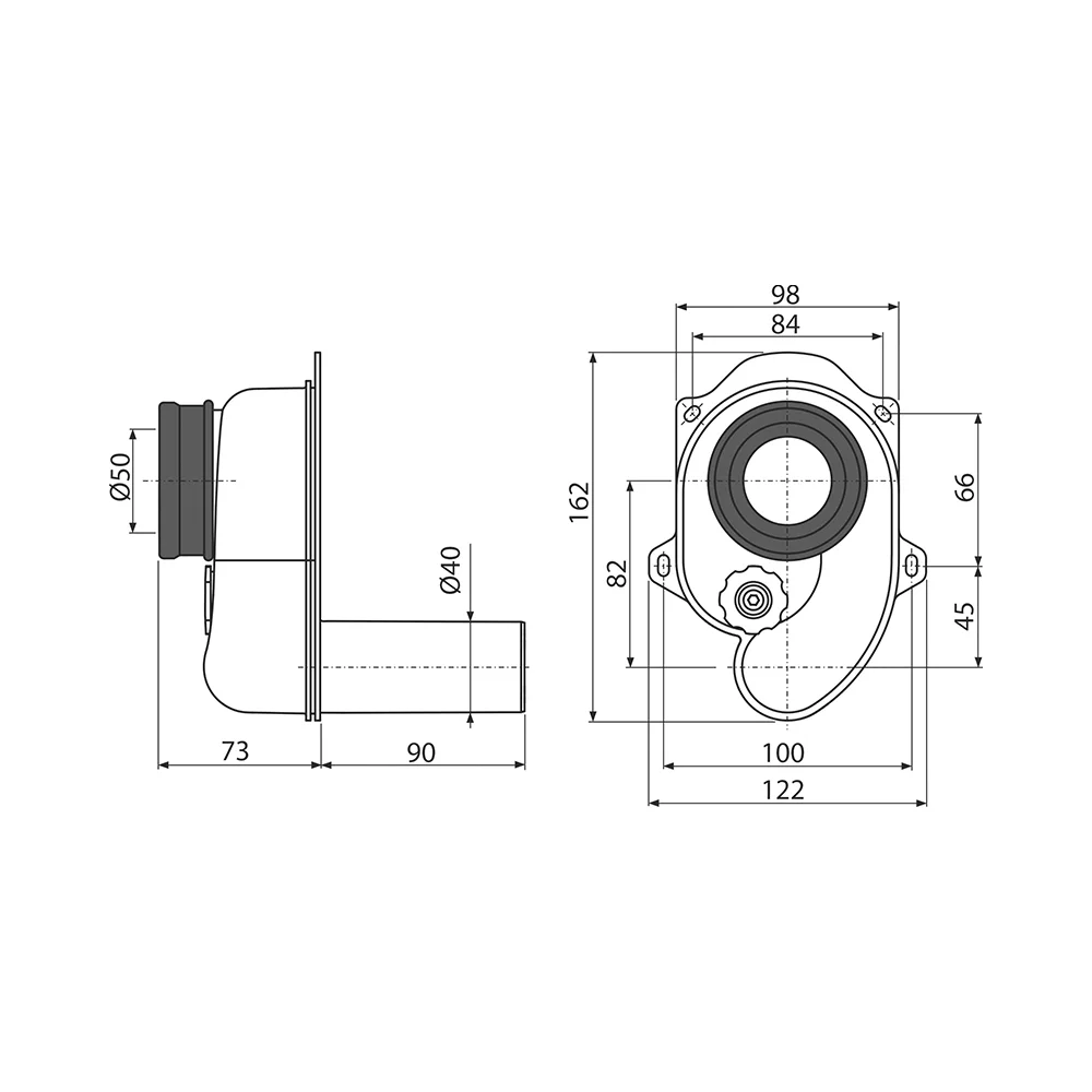 Сифон для писсуара, горизонтальный DN40 Alcaplast A45B