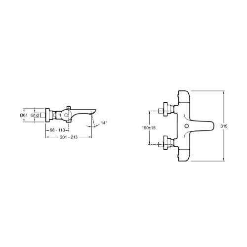 E23721-CP VILLETTE Смеситель для ванны с термостатом, хром