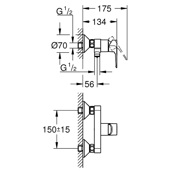 Смеситель для душа, наружный, хром Grohe BauLoop 23633001