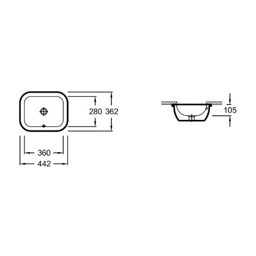 Раковина встраиваемая снизу 44, белая Jacob Delafon Vox EYC102-00