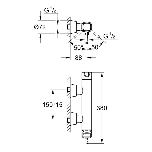 Смеситель для душа, хром/золото Grohe Grandera 23316IG0