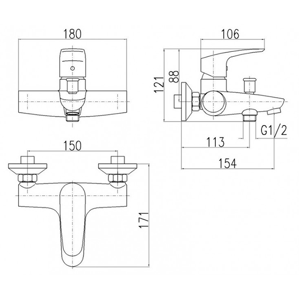 Смеситель для ванны, хром Rav Slezak Amur AM754.5