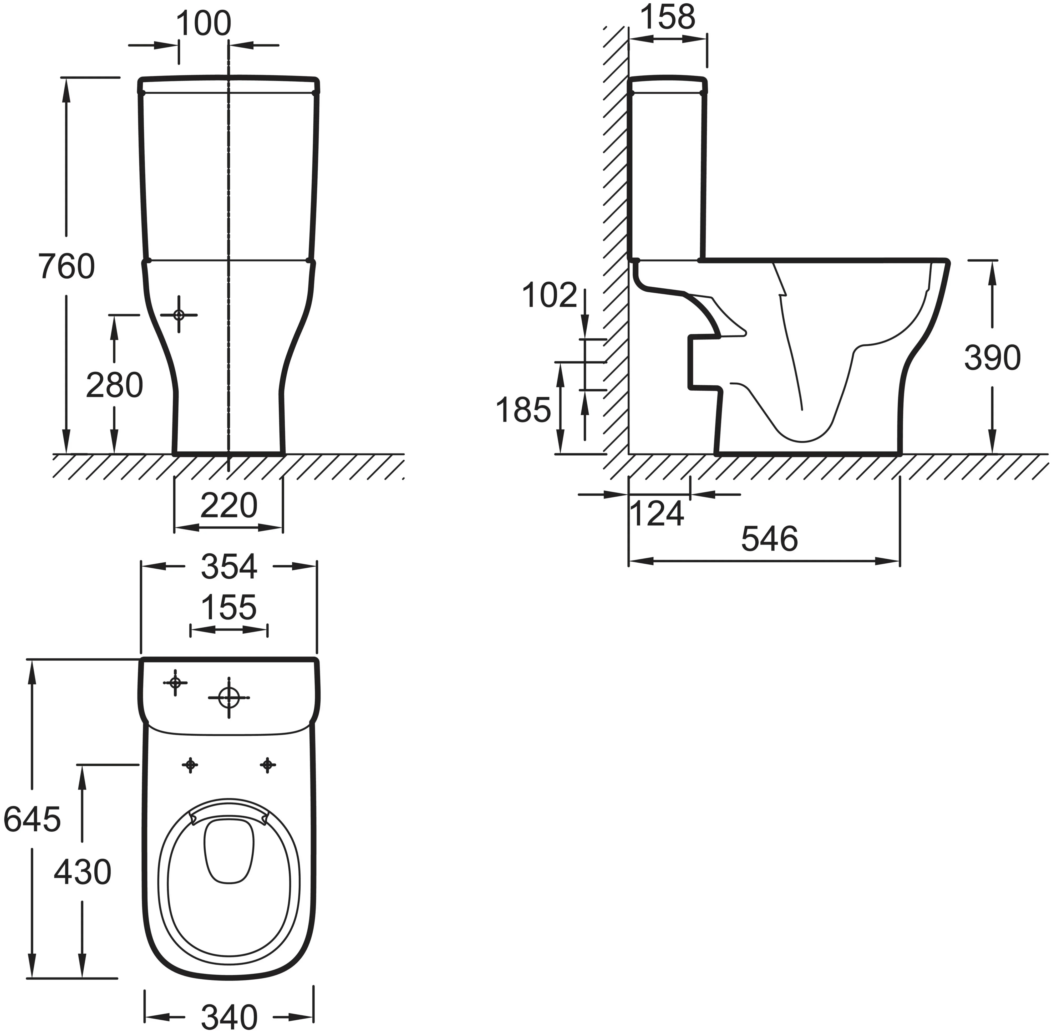 Унитаз напольный, безободковый, белый Jacob Delafon Struktura UJX102-00