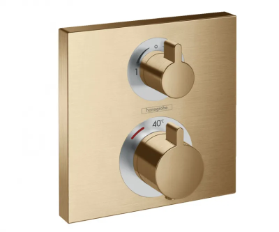 Термостат для душа, внешняя часть, шлифованная бронза Hansgrohe Ecostat Square 15714140