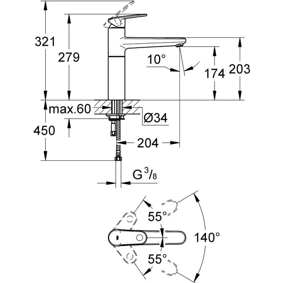 Смеситель для кухни, хром Grohe Europlus 33930002