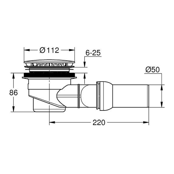 Сифон для поддона, горизонтальный, белый GROHE 49534SH0
