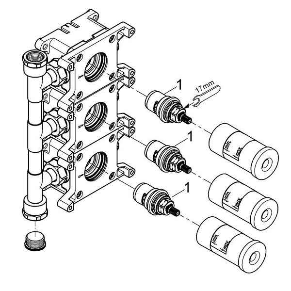 Скрытая монтажная часть на три выхода Grohe Rapido С 35031000