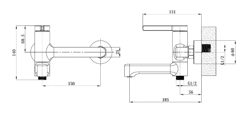 Смеситель для ванны, хром ESKO Canberra CR54-2