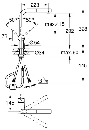 Смеситель для кухни с выдвижным изливом, суперсталь Grohe Minta 32168DC0