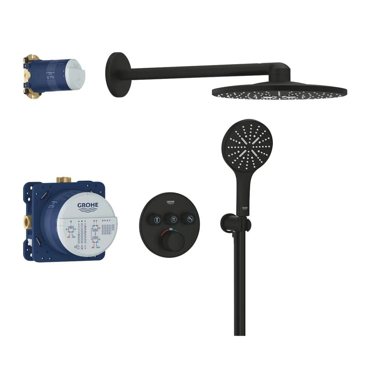Душевая система встраиваемая, черный Grohe Rainshower SmartActive310 Grohtherm SmartControl 34863KF0