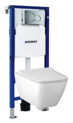 Комплект 4в1: Инсталляция, панель смыва 115.770.21.5, унитаз, сиденье Geberit Smyle K24042904