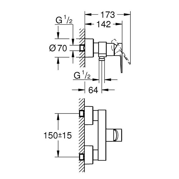 Смеситель для душа, хром Grohe Lineare 33865001