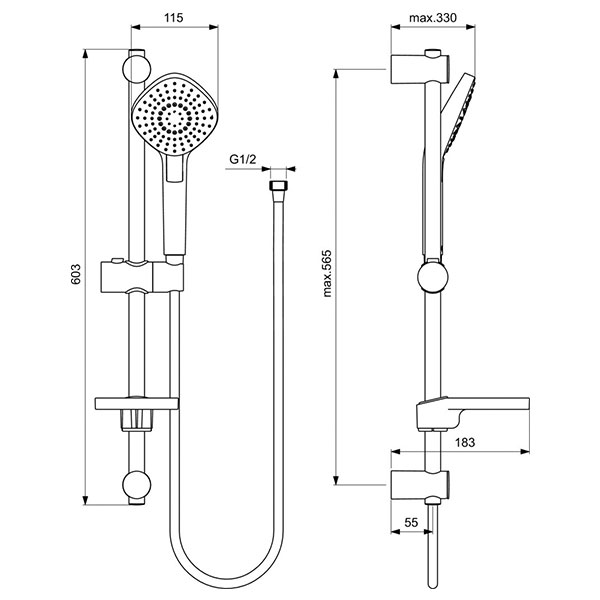 Душевой гарнитур 600, с мыльницей, хром Ideal Standard IdealRain Evo Diamond L3 B2621AA