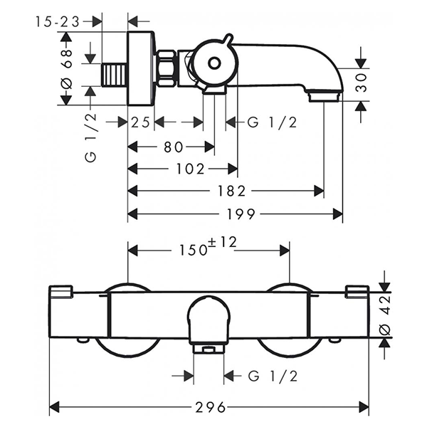 Термостат для ванны, хром Hansgrohe Ecostat 1001 CL ВМ 13201000