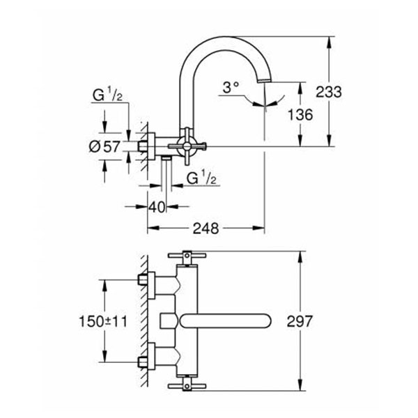 Смеситель для ванны, темный графит Grohe Atrio 25010AL3