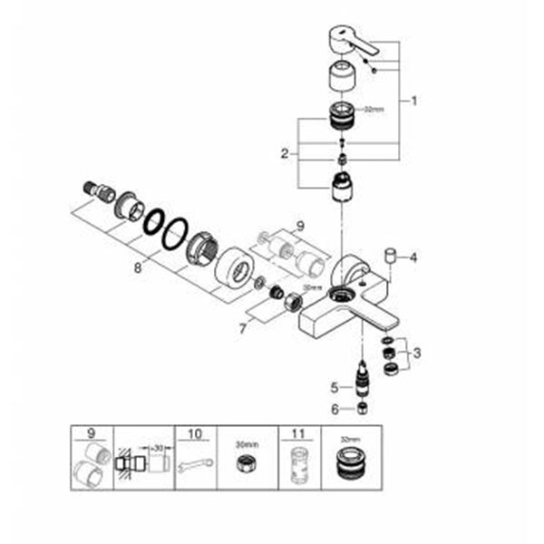 Смеситель для ванны, хром Grohe Lineare 33849001