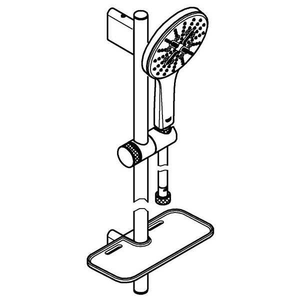 Душевой гарнитур 600, 3 вида струи, с полочкой, хром Grohe Rainshower SmartActive 130 26546000