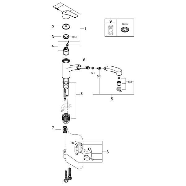 Смеситель для кухни, хром Grohe Eurosmart 30305001