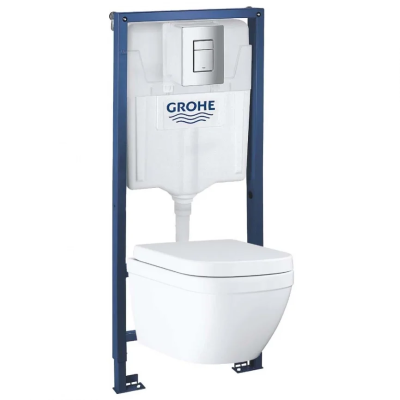 Комплект 4в1: Инсталляция 38772001, унитаз с крышкой-сиденьем GROHE Euro Ceramic 39554000/38772001