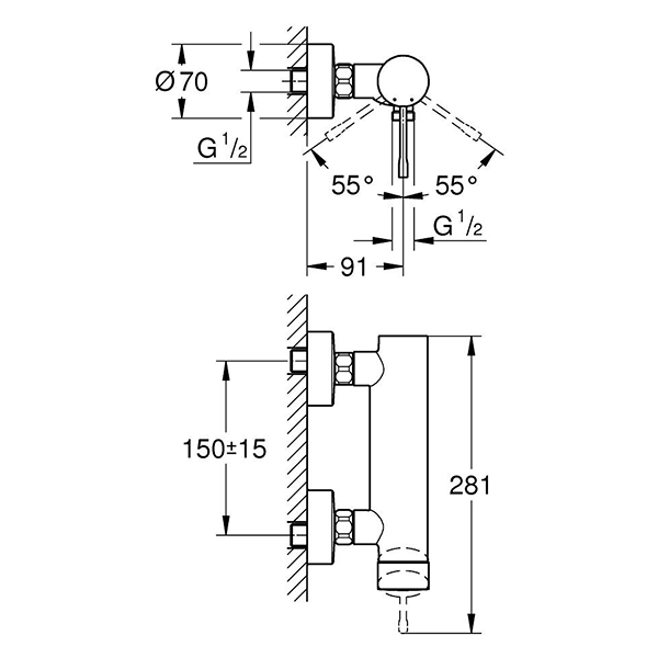 Смеситель для душа, суперсталь Grohe Essence 33636DC1