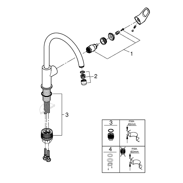 Смеситель для кухни, хром Grohe BauFlow 31230001