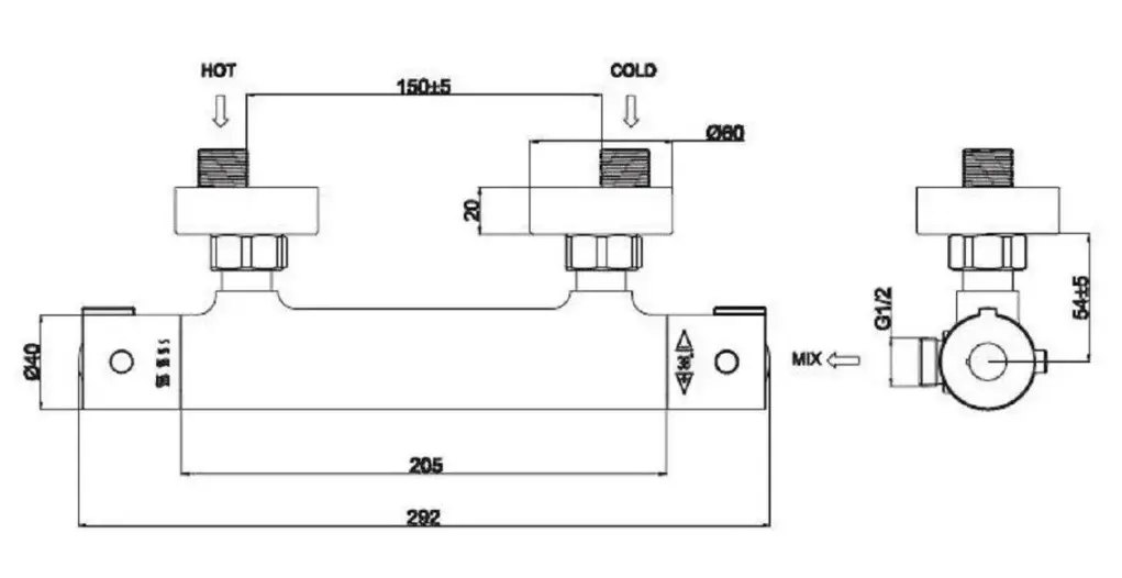 Термостат для душа, хром ESKO Mikros T3080