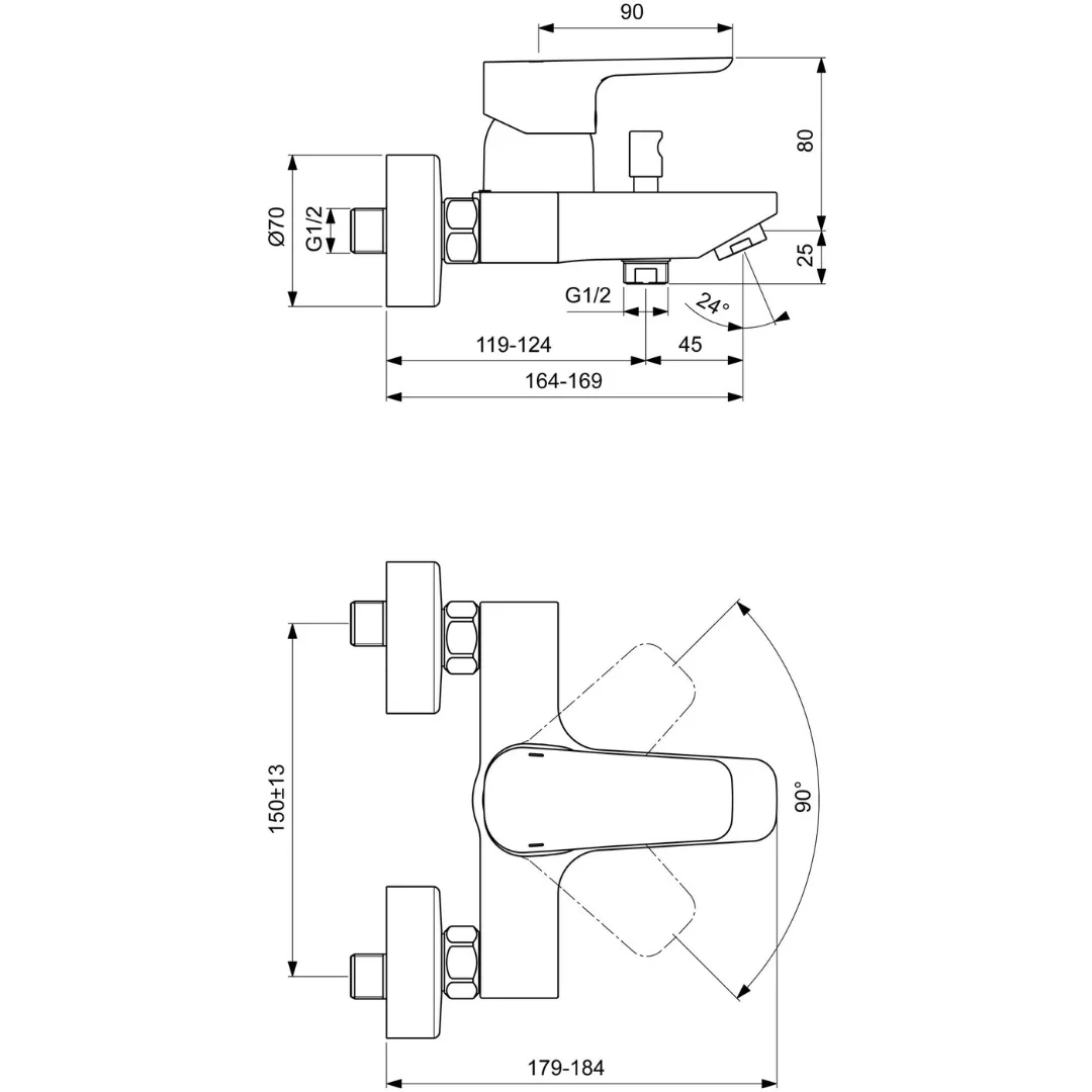 Смеситель для ванны, хром Ideal Standard Ceraplan B0718AA