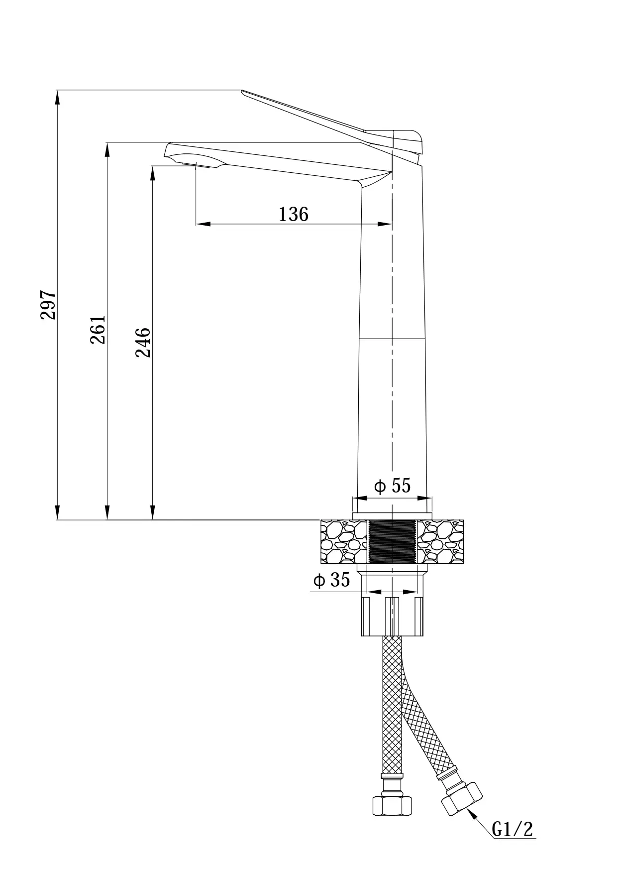 Смеситель для раковины, золото ESKO Shanghai Gold SHA25Gold