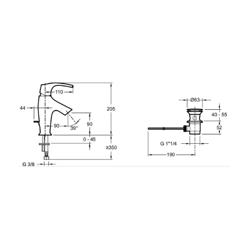Смеситель для раковины, хром Jacob Delafon Symbol E72680-CP