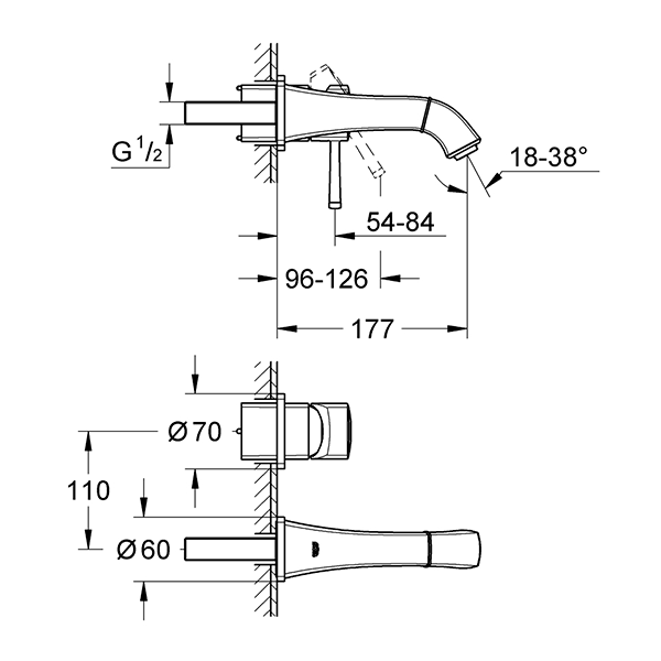 Смеситель для раковины, размер S, хром/золото Grohe Grandera 19929IG0