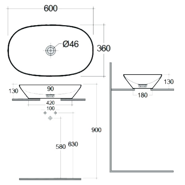 Раковина накладная 60, белая Rak Ceramics Variant VARCT36000AWHA