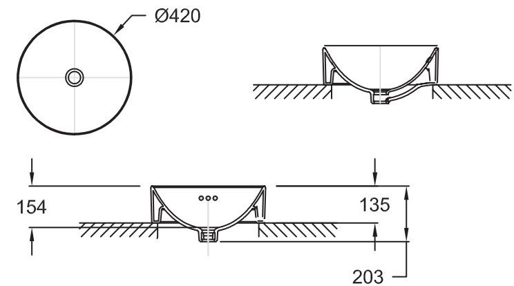 Раковина накладная 42, черная Jacob Delafon Vox E14800-7