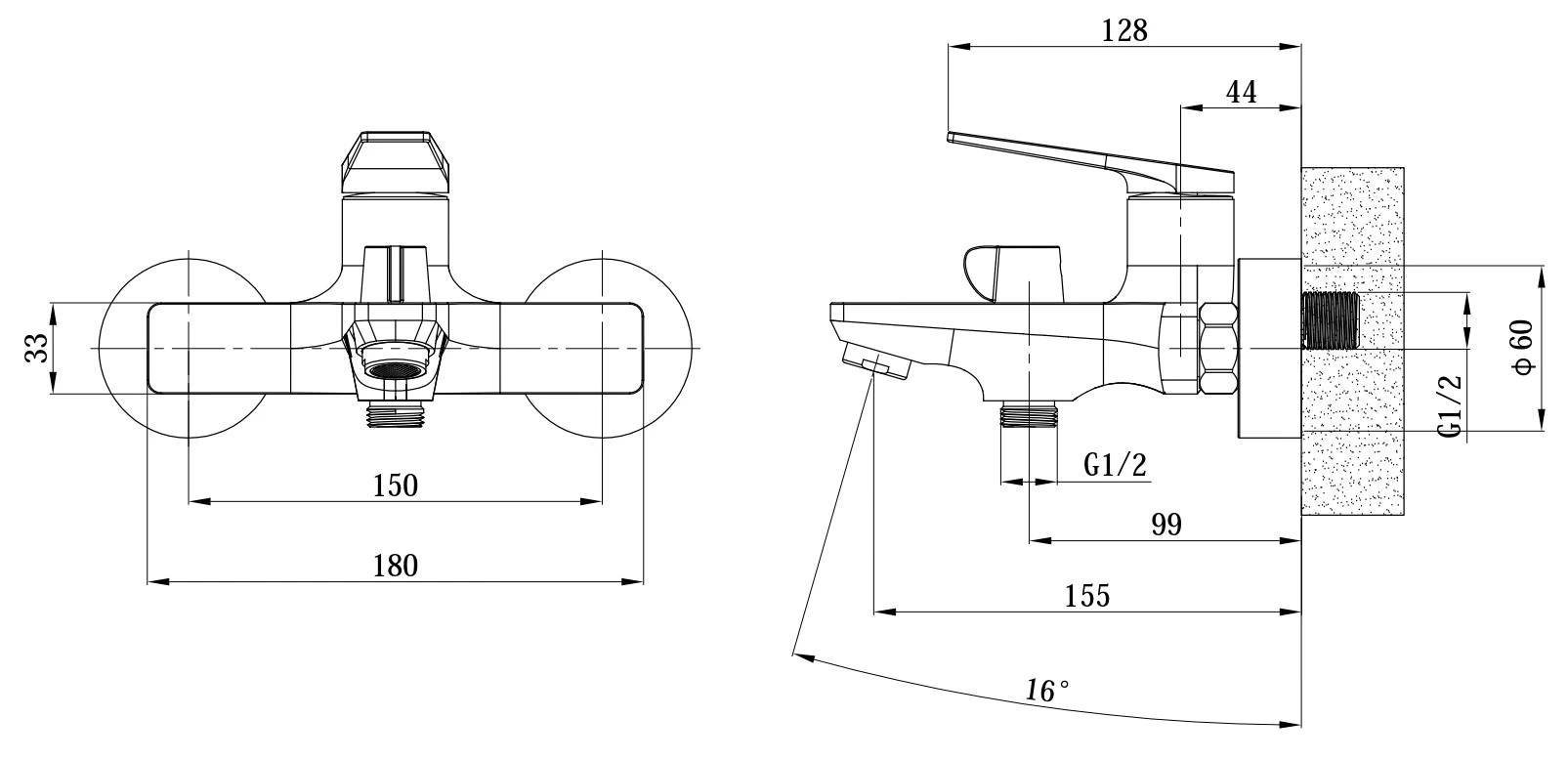 Смеситель для ванны, хром КЛЕВЕР Nebo NB54