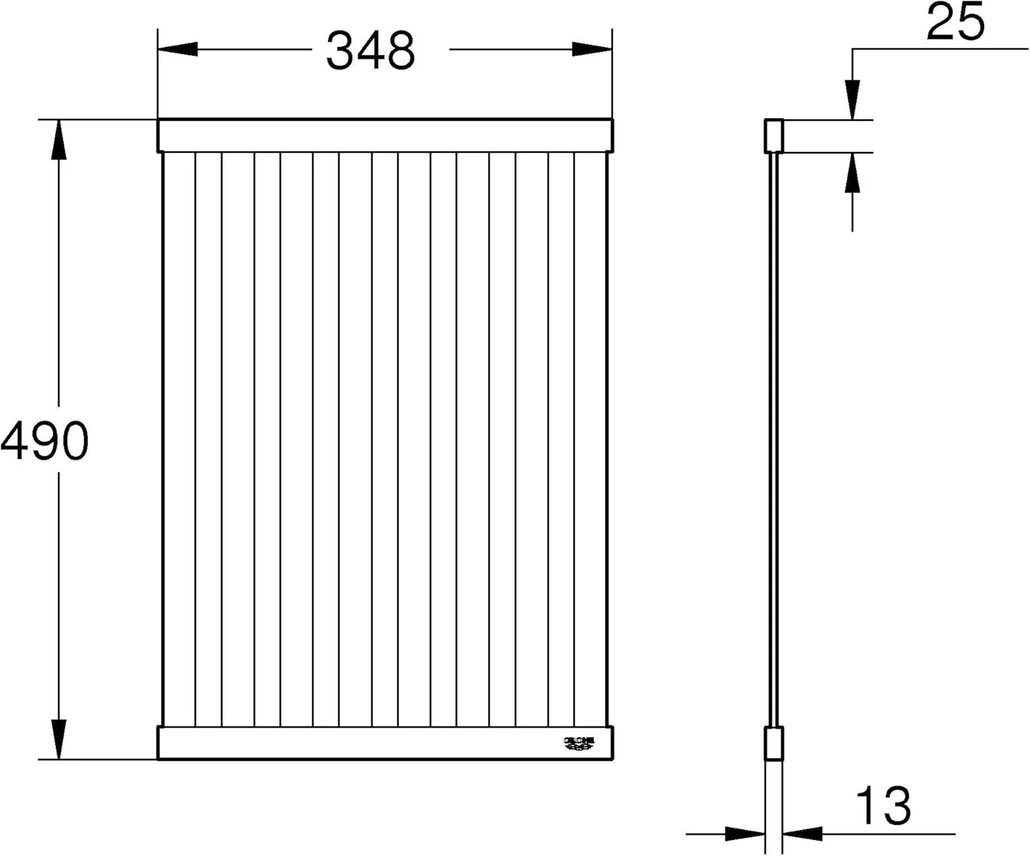 Складная большая полка для посуды 490x348, нержавеющая сталь Grohe 40854SD0