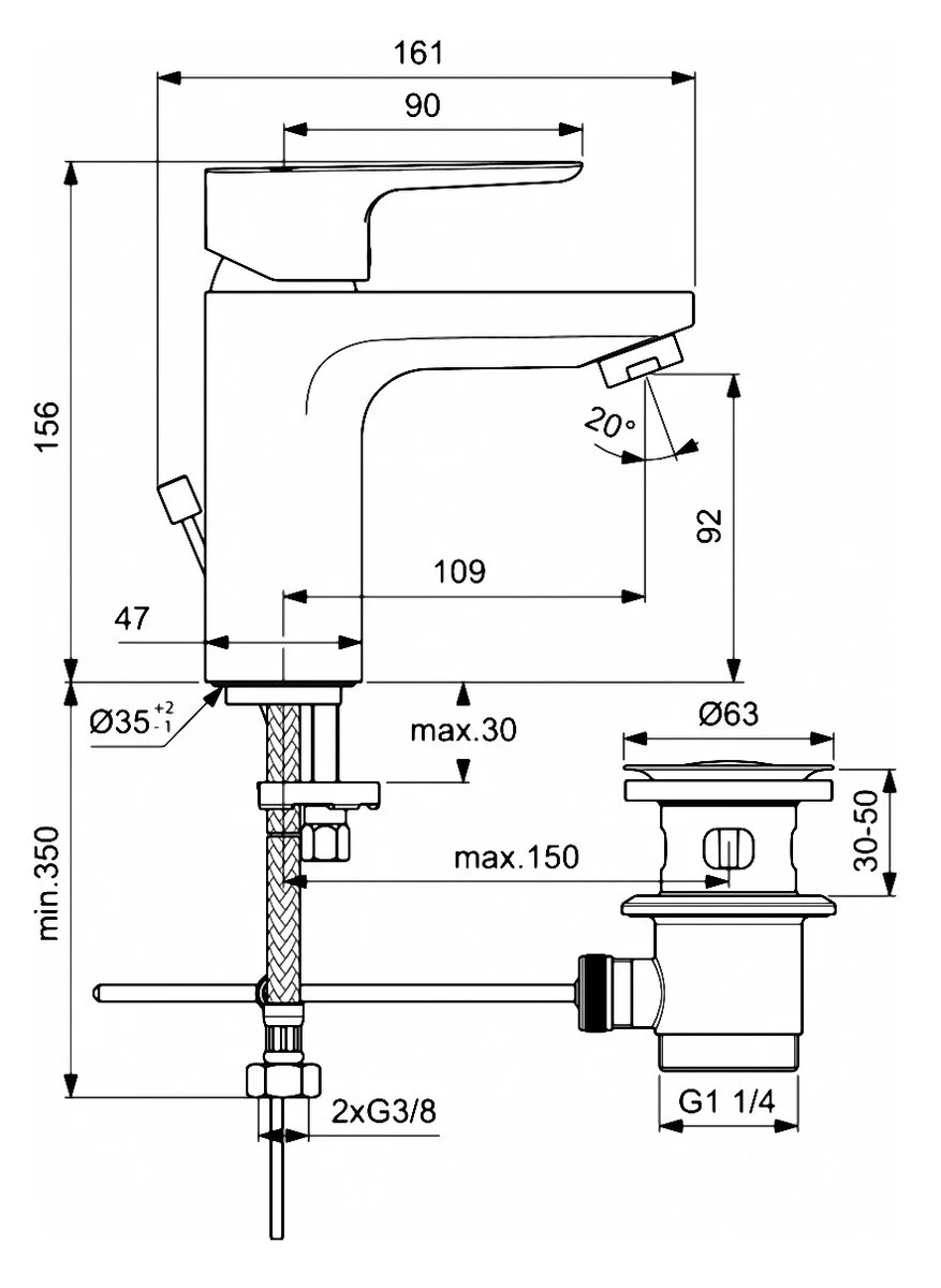 Смеситель для раковины, хром Ideal Standard Ceraplan BC560AA