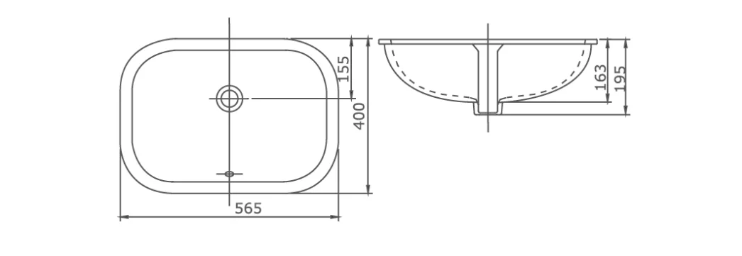 Раковина встраиваемая снизу 56, белая SSWW CL3080