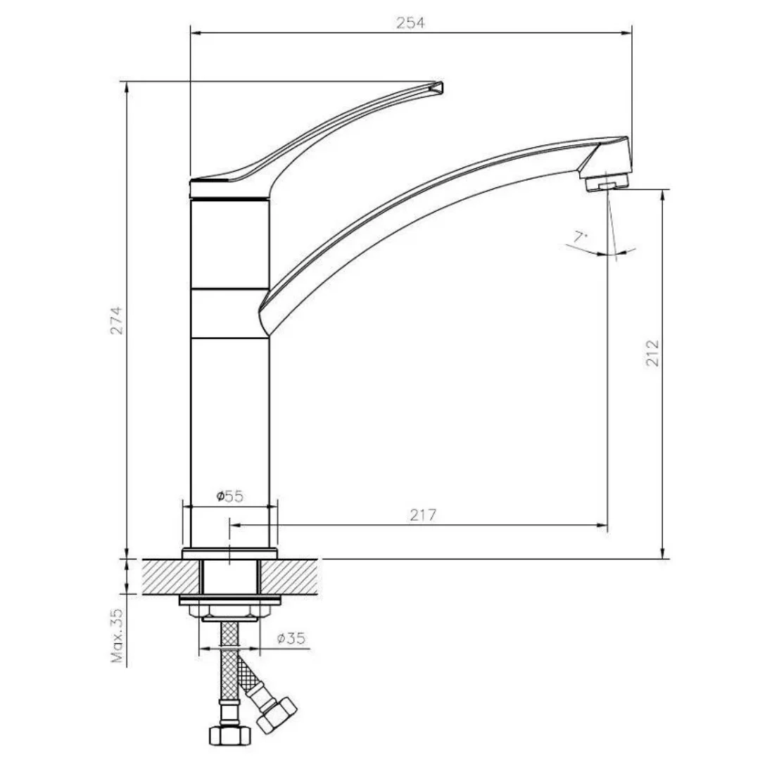 Смеситель для кухни, хром ESKO London LD 519
