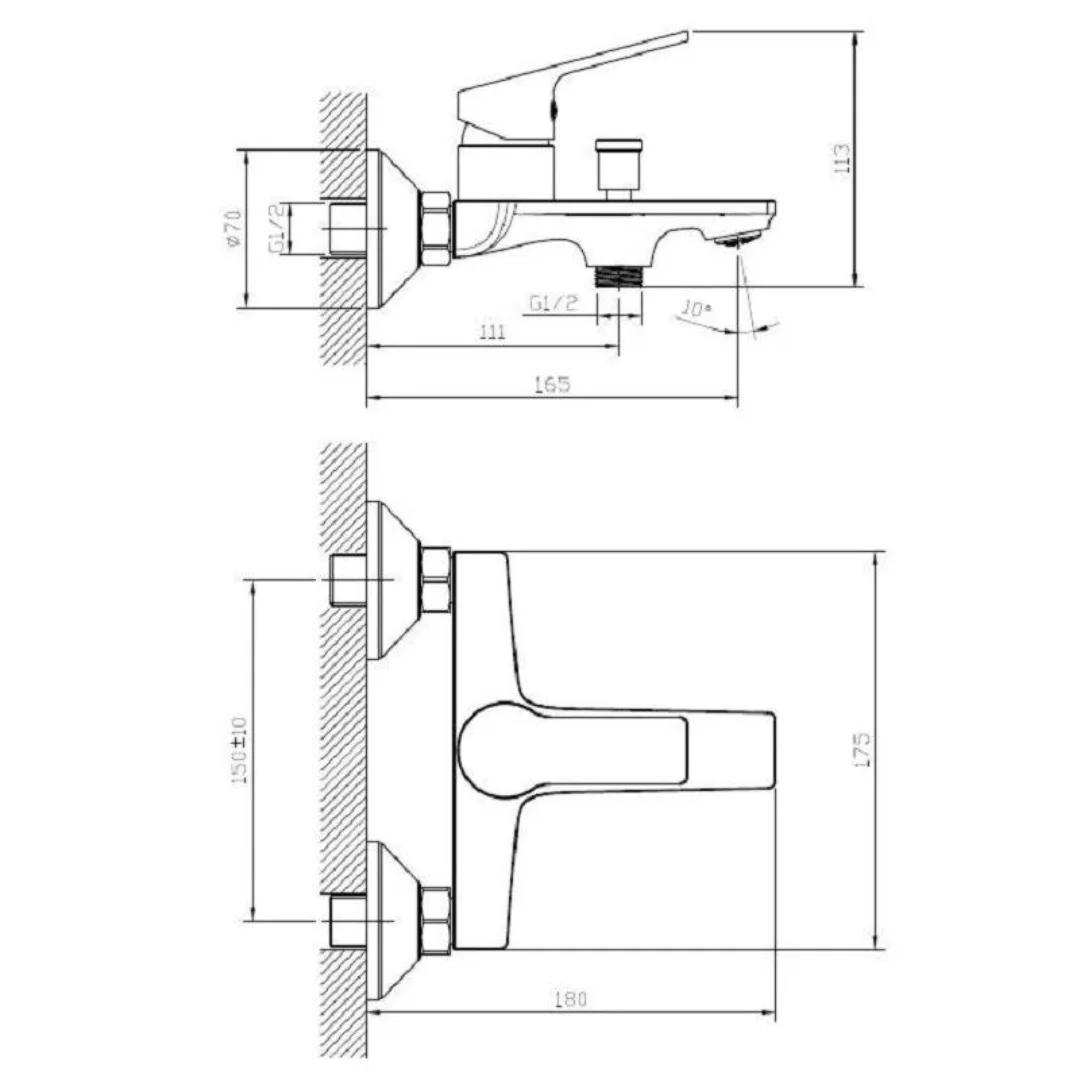 Смеситель для ванны, хром ESKO Saint-Petersburg SPb 54