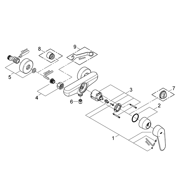 33569002 Eurodisc Cosmopolitan OHM Смеситель для душа, однорычажный, DN15