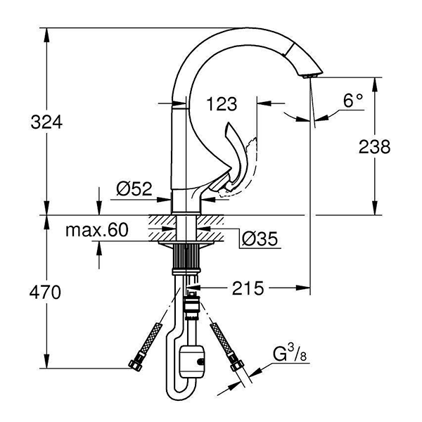 Смеситель для кухни с выдвижным изливом, хром Grohe К4 33786000