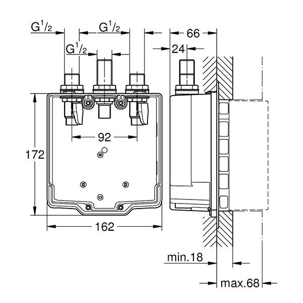 Скрытая монтажная часть Grohe Eurosmart, Cosmopolitan T 36322000