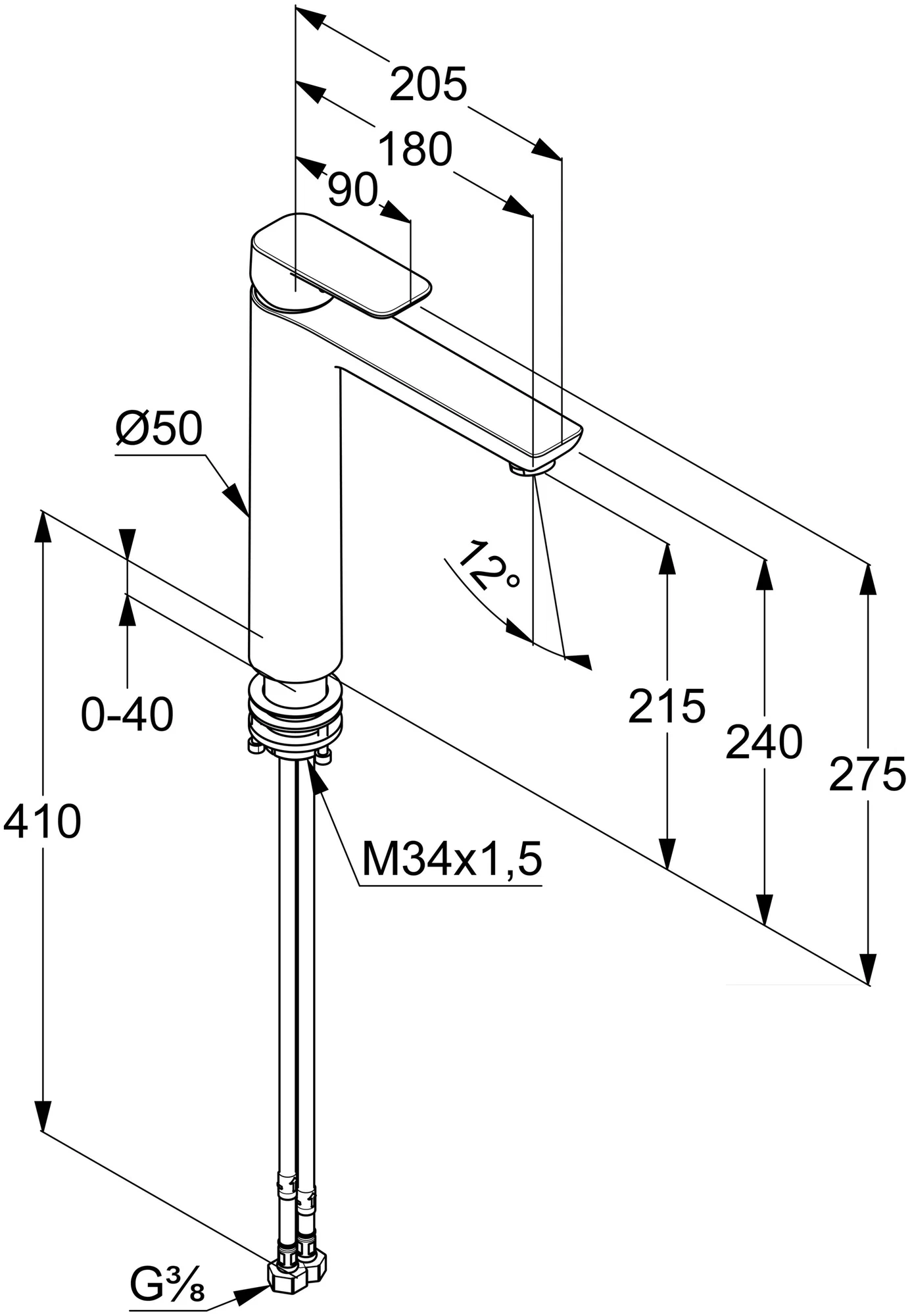 Смеситель для раковины, черный Kludi Pure&Style 402963975