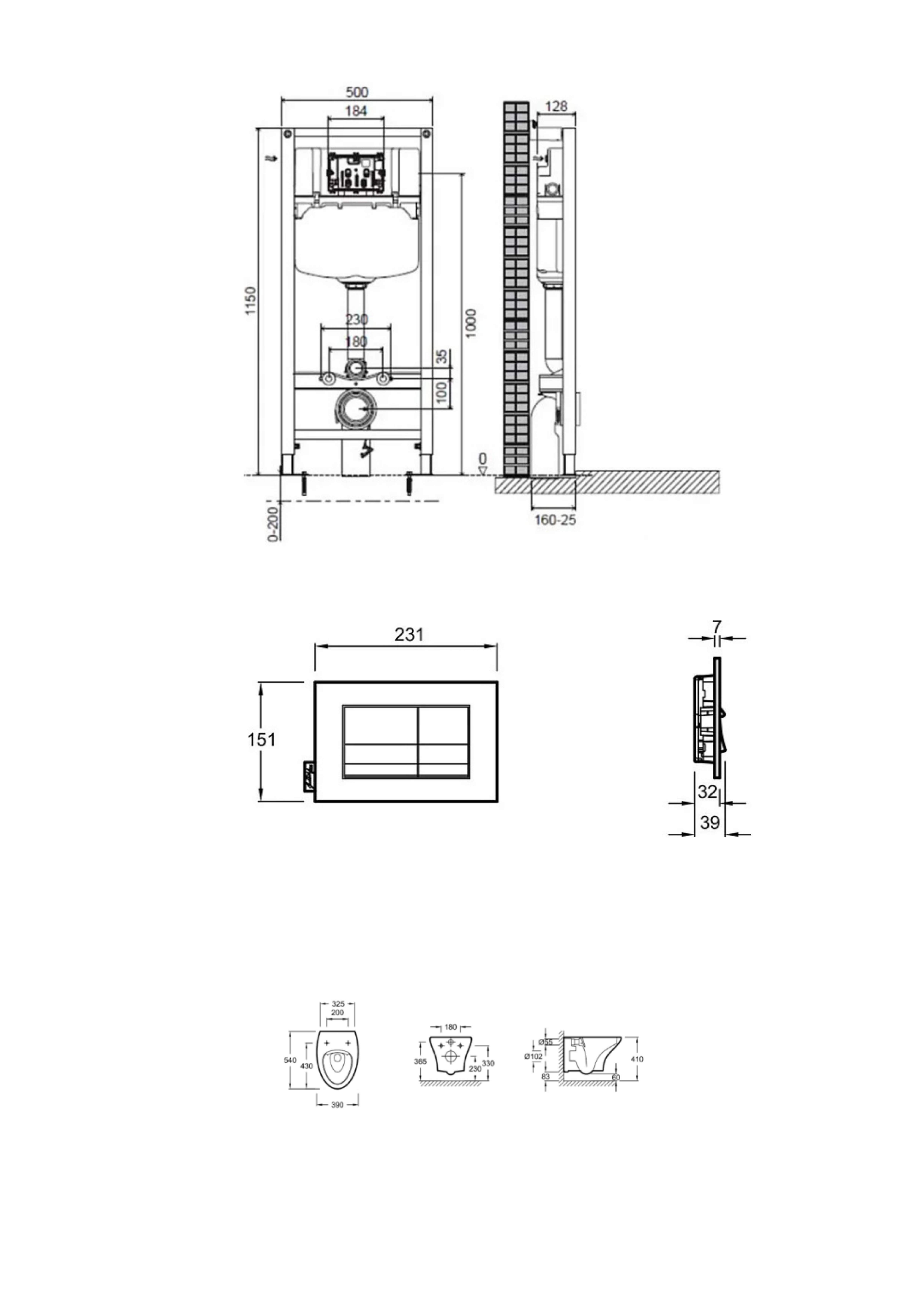 Комплект 4в1: Инсталляция, панель смыва, унитаз, сиденье Jacob Delafon Nouvelle Vague K23060603