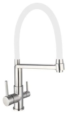 Смеситель для кухни, с подключением к фильтру, нерж.сталь-белый ESKO K26W