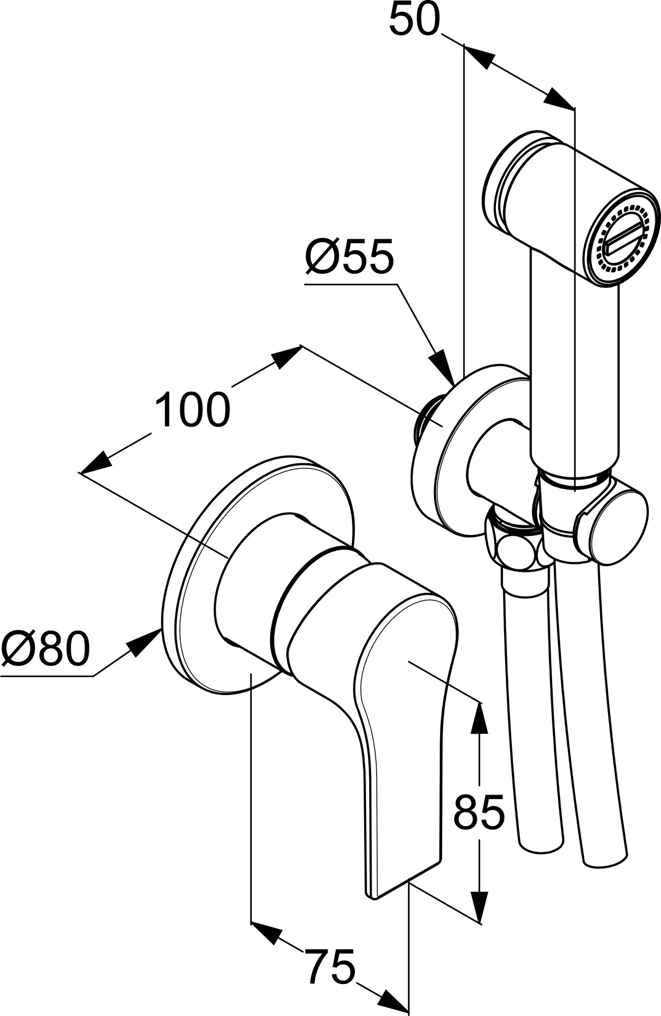 Гигиенический душ со смесителем, хром Kludi Zenta 489980565
